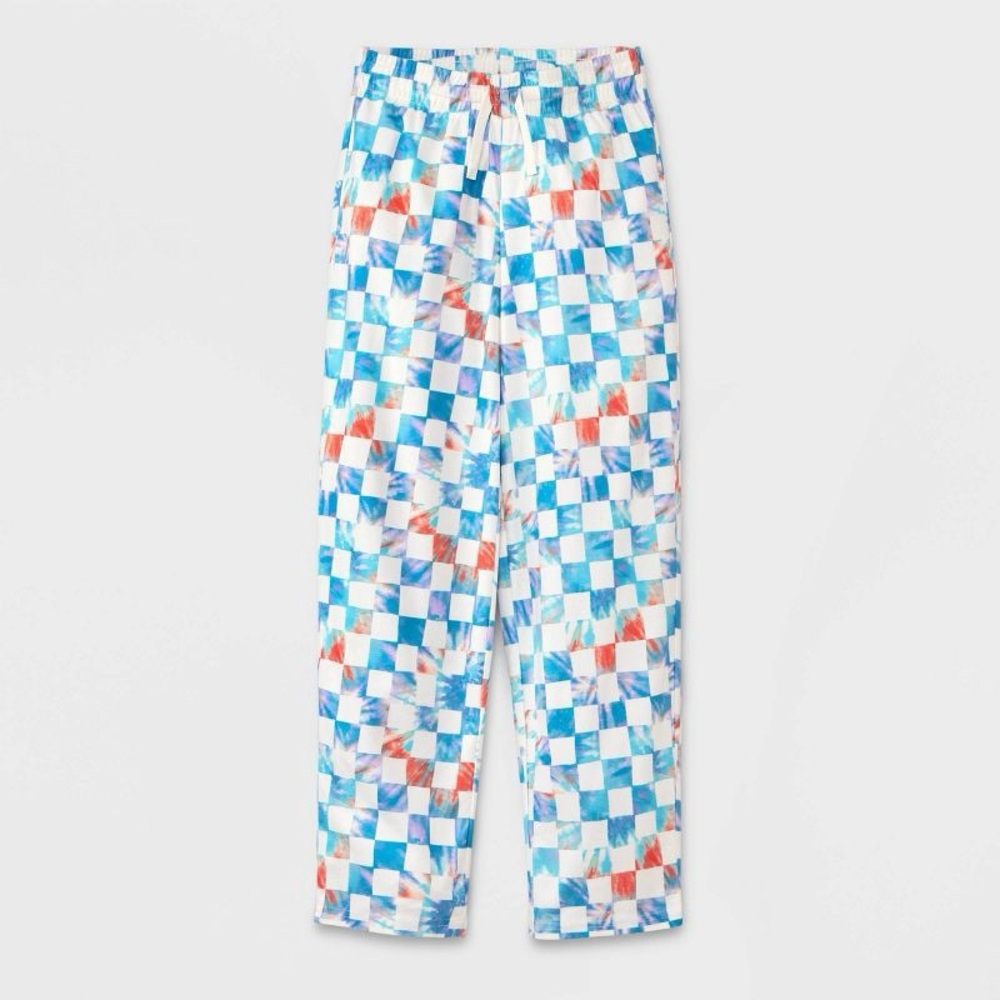Cat & Jack boys flannel pajama pants blue white checker tie dye